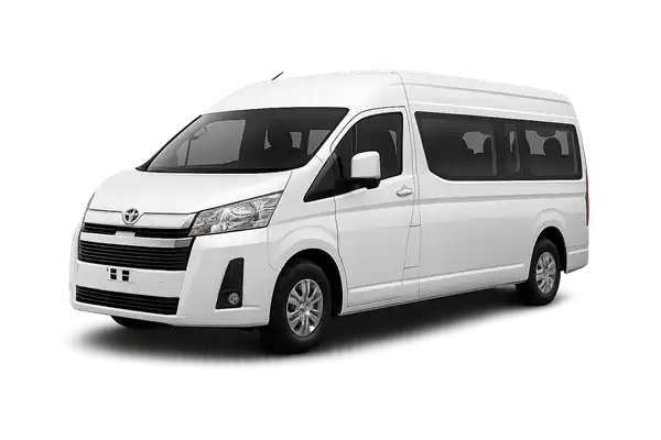 Rental Mobil Toyota Hiace Premio dengan Supir Sky White Rent Car
