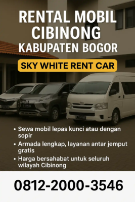 Layanan rental mobil Cibinong dari Sky White Rent Car. Tersedia armada lengkap seperti Avanza, Innova, Brio, dan Hiace, cocok untuk keperluan pribadi, keluarga, bisnis, dan operasional di wilayah Cibinong dan sekitarnya.