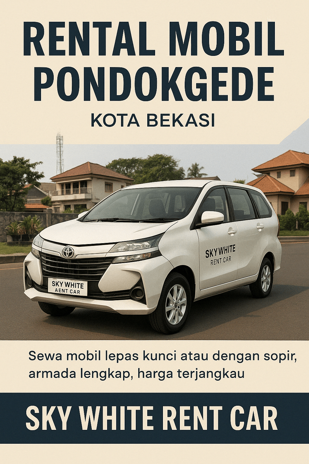 Layanan rental mobil Pondokgede Kota Bekasi dari Sky White Rent Car, menyediakan armada mobil lengkap dan layanan profesional untuk kebutuhan perjalanan di wilayah Pondokgede dan sekitarnya.