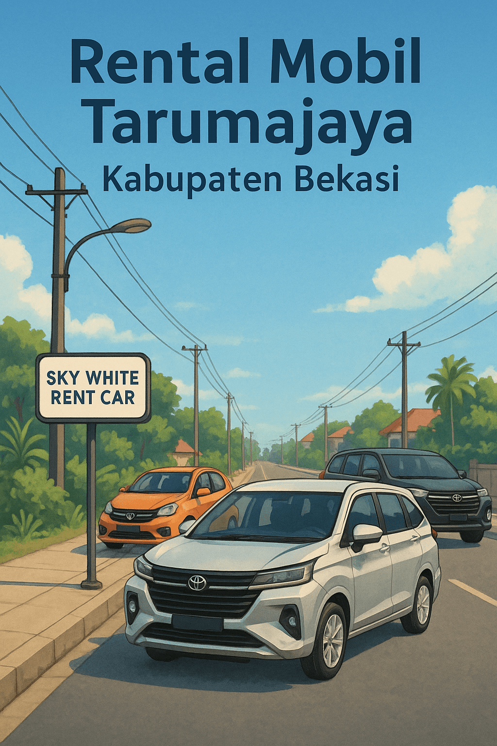 Layanan rental mobil Tarumajaya Kabupaten Bekasi dari Sky White Rent Car, menyediakan armada lengkap seperti Avanza, Brio, hingga Innova, siap antar ke rumah dengan pelayanan profesional dan harga terjangkau.