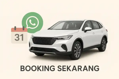 Gambar ajakan booking promo sewa mobil akhir tahun Sky White Rent Car melalui WhatsApp 0812-2000-3546