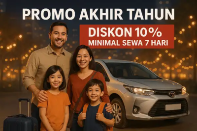 Keluarga bersiap liburan akhir tahun dengan mobil rental Sky White Rent Car di Jabodetabek